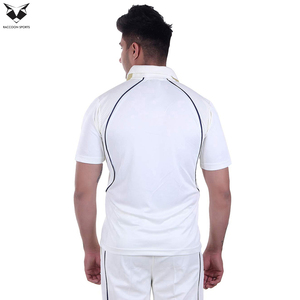 Tenues de cricket pour adultes de qualité supérieure, blanches avec contraste noir, service OEM, dernier design. - Product Image 5