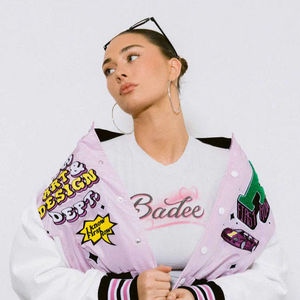 Manufacturing 100% Top Quality Custom Color Women Varsity Jacket With Chenille Embroidered <b>Patches</b> Jacket For Women - Product Image 4