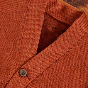 Men's Wool V-Neck <b>Cardigan</b> Solid Color Button Front Full Sleeve Winter Breathable Lace Anti-Pilling Standard <b>Thickness</b> - Product Image 2