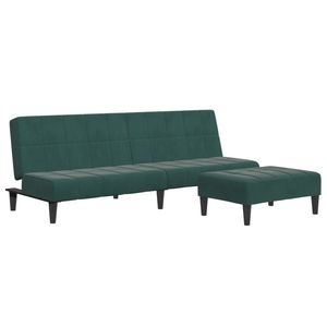 Canapé-lit pliable 2 places en velours vert foncé et bois, nouveau design avec matériau plastique - Product Image 2