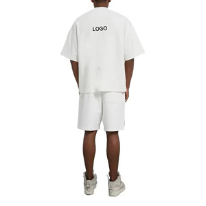 Ensemble haut et short décontracté pour homme avec logo personnalisé, été, manches courtes, 100% coton respirant - Product Image 4