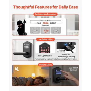 Maniglia per Serratura Elettronica Personalizzabile con Tastierino, Chiusura Automatica, Codici Utente Personalizzabili - Product Image 6