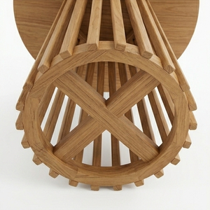 Premium <b>Solid</b> Teak <b>Wooden</b> <b>Round</b> <b>Dining</b> <b>Table</b> Modern Minimalist Slatted Pedestal Base Outdoor Garden Patio Furniture Handcrafted - Product Image 4