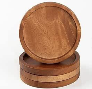 Juego de 6 Posavasos Hechos a Mano con Logotipo Personalizado, Posavasos de Madera de Acacia, Posavasos de Madera de Olivo - Product Image 4