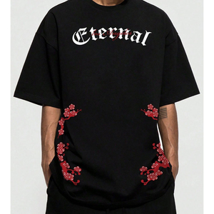 เสื้อยืดคอตตอนหนาน้ำหนักมากทรงโอเวอร์ไซส์ ไหล่ตก พิมพ์ลายกราฟิกแบบดิสเทรส รับสกรีนโลโก้ตามสั่งแบบขายส่ง - Product Image 3