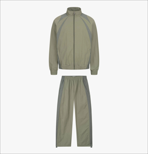 Conjunto Deportivo Unisex Verde Oliva, Chaqueta con Cierre Completo y Pantalones, Diseño Deportivo Transpirable y Ligero para Adultos, Ropa de Primavera - Product Image 1