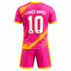 Ensemble d'uniformes de football personnalisés pour hommes adultes, maillot de football respirant haute performance, short assorti, 100% polyester - Product Image 3