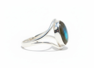 Anillos de Compromiso y Boda Clásicos de Plata de Ley 925 con Labradorita Azul Natural, Unisex, Elegancia Atemporal - Product Image 5