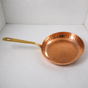 100% Pure Handmade Hammered Copper Frying <b>Pan</b> with Brass Handle, Premium Copper Skillet, Chef Cookware, OEM ODM Wholesale - Product Image 2