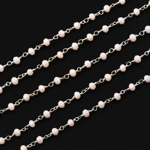 Cadena de Rosario de Perlas Hidrofílicas de Piedra Lunar Melocotón, 3MM 3.5MM, Rollo de Cadena de Perlas Rondelle Bañadas en Plata, 3-50 Pies, Precio al por Mayor, Joyería a Granel - Product Image 2