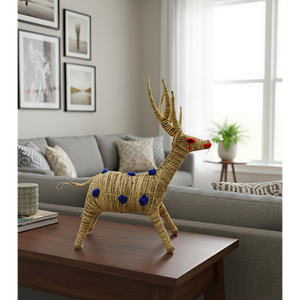 Handcrafted SSD Market <b>Rustic</b> Jute Deer Decor Eco Friendly Tabletop Home Decoration Natural Fiber Animal Showpiece Living Room - Product Image 3
