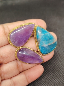 Gemstone with brass for jewelry ring making, natural stone jewelry parts for create unique design. - Product Image 2