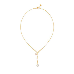 สร้อยคอเพชร Heart Link Lariat พร้อมจี้ประดับสีชมพูและดีไซน์ทรงหยดน้ำแบบวงกลม - Product Image 2