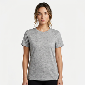 T-shirt en coton gris uni à manches courtes et col rond pour homme, coupe classique, tricoté, design vierge, décontracté - Product Image 5