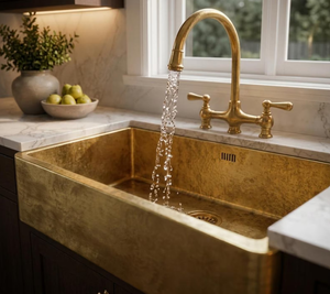 Handmade Luxury Solid metal Brass <b>Kitchen</b> <b>Sink</b> Deep Single Bowl Modern Undermount Wash Basin for Premium Home <b>Kitchens</b> - Product Image 5
