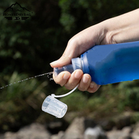 Bouteille d'eau souple pliable en silicone TPU sans BPA avec logo personnalisé OEM, anti-fuite, idéale pour la course à pied et les marathons