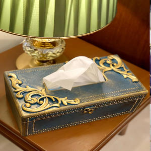 Elegante caja de pañuelos de metal con brillo negro y filigrana plateada para una decoración del hogar coordinada, disponible a precios de mayorista. - Product Image 5