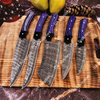 Ensemble de couteaux de cuisine professionnels en acier Damas légers, manche ergonomique en époxy, ambidextres, forgés à la main