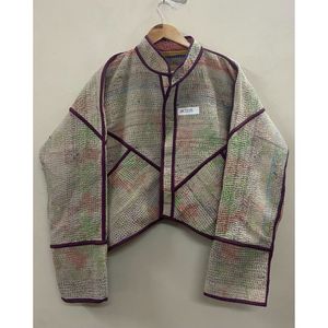 Soft Comfortable Breathable Eco-Friendly Cotton Vintage Winter Wear <b>for</b> Women Girls Kantha Stitch Embroidery Jacket - Product Image 4