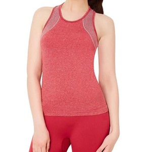 Women's Red Breathable Knitted Tank <b>Top</b> Sporty O-Neck Sleeveless <b>Tops</b> Solid Color Spandex Polyester Fit Workout Wear - Product Image 6