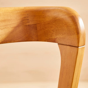 Chaise d'appoint minimaliste en bois massif avec dossier ergonomique incurvé - Product Image 3