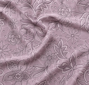 Dentelle Vénitienne Dobby Gaufrée Florale Imprimée en Soie Brute Tissée Maison Mauve Filigrane Château Lavande Damassé Aura Botanique - Product Image 1
