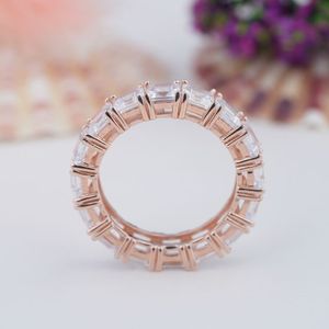 Anillo de boda de eternidad de plata de ley S925 chapado en oro con moissanita brillante de una sola fila, joyería para novias y mujeres, ¡el más vendido! - Product Image 5