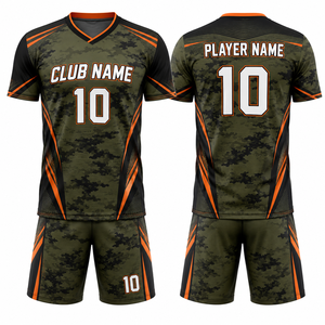 Camiseta de Voleibol Unisex Personalizada, Camuflaje Naranja y Negro, Impresión por Sublimación, Uniforme de Equipo Transpirable, Talla Adulto - Product Image 1