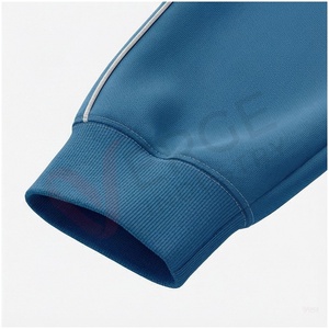 Ensemble de survêtement bleu pour homme, manches longues, col montant, fermeture éclair sur le devant, couleur unie, respirant, coupe décontractée, vêtements d'automne - Product Image 6