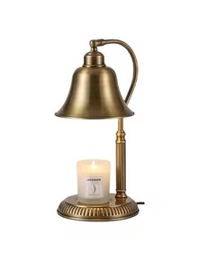 Lampe chauffe-bougie électrique avec cadre en laiton et abat-jour en verre pour aromathérapie, utilisation intérieure - Product Image 3