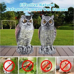 Lot de 2 Faux Hiboux Cornés Répulsifs pour Oiseaux, Décorations de Jardin en Plastique pour Éloigner les Nuisibles - Product Image 4