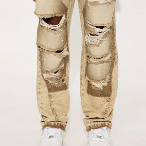 Pantalon déchiré pour garçons de qualité supérieure, style décontracté, avec fermeture boutonnée et passants pour ceinture, design streetwear décontracté - Product Image 5