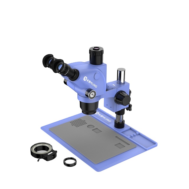 Mijing MJ6565Pro 6.5-65X Synchronous Zoom Trinocular Stereo Microscope with Aluminum Alloy Base Trinocular Microscope for Repair