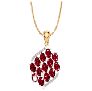 Déclaration pour femme glamour 14k/18k plaqué or rose ovale pendentif en pierre précieuse rouge pendentifs fins breloques cadeau en or blanc jaune massif - Product Image 1