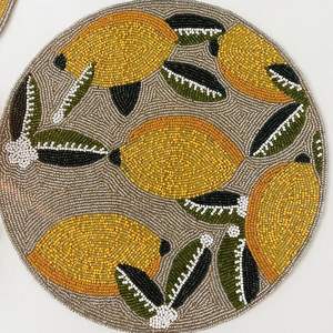 Set de table rond artisanal en perles blanches, motif fleur de marguerite multicolore, perles de verre, pour salle à manger, luxe - Product Image 6