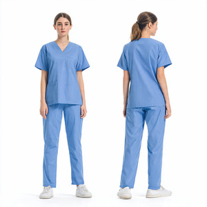 Medical Nurse <b>Uniform</b> <b>Scrub</b> Suit Short Sleeve Customizable 100% Cotton Knitted Breathable Comfortable - Product Image 4