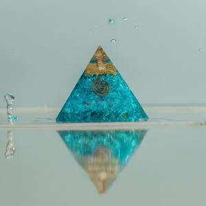 Natural Aquamarine Crystal Premium Orgone <b>Pyramid</b> Blue Aquamarine Crystal Chips <b>Orgonite</b> Energy Resin <b>Pyramid</b> Large 8 cm in Bulk - Product Image 4