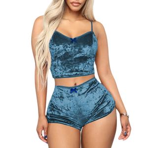 Femmes Sexy Slim-Fit col en V multicolore décontracté deux pièces ensemble haut sans manches et short pour l'été 2026 - Product Image 1