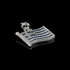 Broche drapeau en strass, pendentif en cristal bleu et blanc, bijoux en alliage incrusté pour fête, mariage, cadeau - Product Image 2