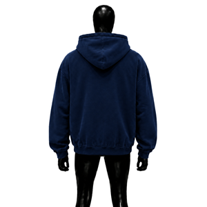เสื้อผ้าผู้ชายสีน้ำเงินกรมท่าทรงโอเวอร์ไซส์ ผ้าฝ้ายสไตล์ฝรั่งเศสลำลองสำหรับฤดูใบไม้ร่วง ผ้าวินเทจแบบซักแล้ว ใส่ได้ทุกวัน ลายดาว ดีไซน์สวยงาม - Product Image 2