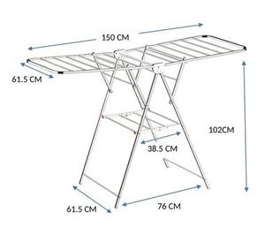 Freestanding <b>Clothes</b> <b>Drying</b> <b>Rack</b> Foldable Laundry Stand Stainless Steel Airer With Adjustable Wings For Home Apartment Outdoor - Product Image 5