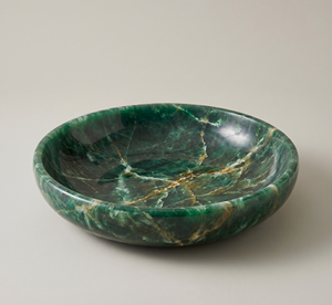 Bol en résine de luxe fait main élégant, motif marbré vert coloré, finition brillante, durable pour les présentations décoratives de table à manger - Product Image 1
