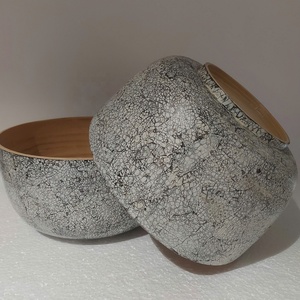 Grossiste de bol de service en bambou gris de haute qualité meilleure vente d'impression de coquille d'oeuf pour servir des salades fruits et des amuse-gueules - Product Image 3