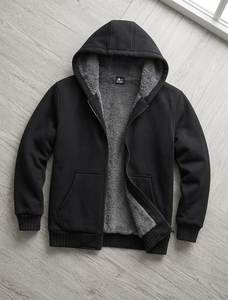 Sweat-shirt à capuche pour homme en molleton 100% coton, coupe classique, veste décontractée de printemps avec doublure intérieure et poches avant - Product Image 1