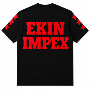 Custom <b>Black</b> Oversized T <b>Shirt</b> <b>Red</b> Puff Print 240 GSM Heavyweight Cotton Streetwear Graphic Tee <b>Men</b> OEM ODM Manufacturer - Product Image 1