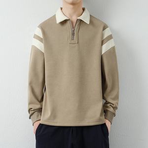 High Quality 65% Cotton 35% Polyester Long Sleeve Color Blocking Golf <b>Polo</b> <b>Shirt</b> Smart Casual Contrast Collar Sweatshirt For Men - Product Image 1