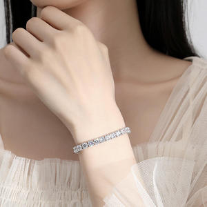 designs lab grown diamond tennis <b>bracelet</b> 3mm 4mm 5mm elastic diamond <b>stretch</b> <b>bracelets</b> women men flexible gold silver band - Product Image 2