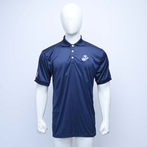 Polo à manches courtes bleu marine pour homme, qualité supérieure, logo brodé, séchage rapide, tricoté, décontracté, vente en gros - Product Image 1