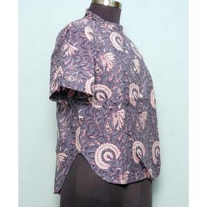 Últimos Tops Casuales de Verano para Mujer, Estampado Floral Natural, Tallas Personalizadas, Top Corto de Algodón con Logotipo Frontal, Precio al por Mayor - Product Image 4