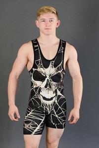 Débardeur de compression unisexe sans manches en polyester, sublimé, coupe ajustée, pour le fitness, motif Tête de mort et Toile d'araignée - Product Image 4